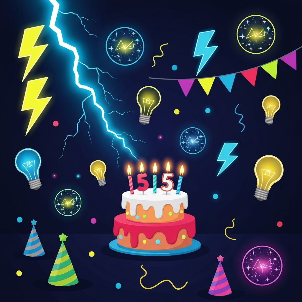 Electric birthday party decorations with glowing lights